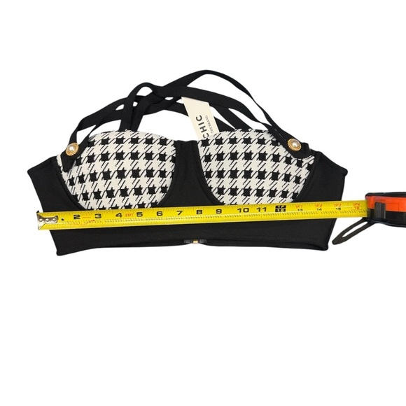 CHIC THE BRAND.Black and White Gingham Bikini with High-Waisted Bottoms - Picture 6 of 16